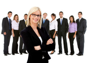 Business woman with a group
